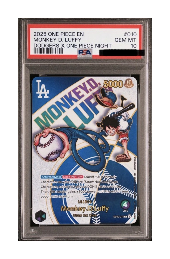 PSA-10-Slab Vorderseite — Monkey D. Luffy Dodgers Night